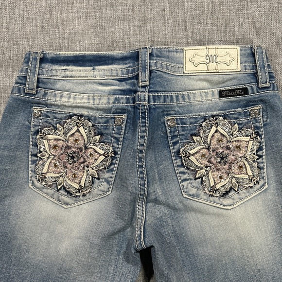 MISS ME Midrise Capri Jeans Womens SIZE 27 Blue Denim Cropped Embellished M3353P - Picture 1 of 16